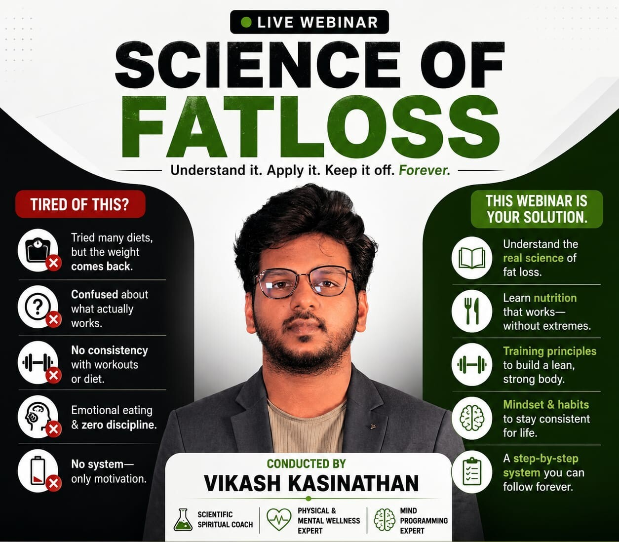 Science of Fatloss - Live webinar with Vikash Kasinathan
